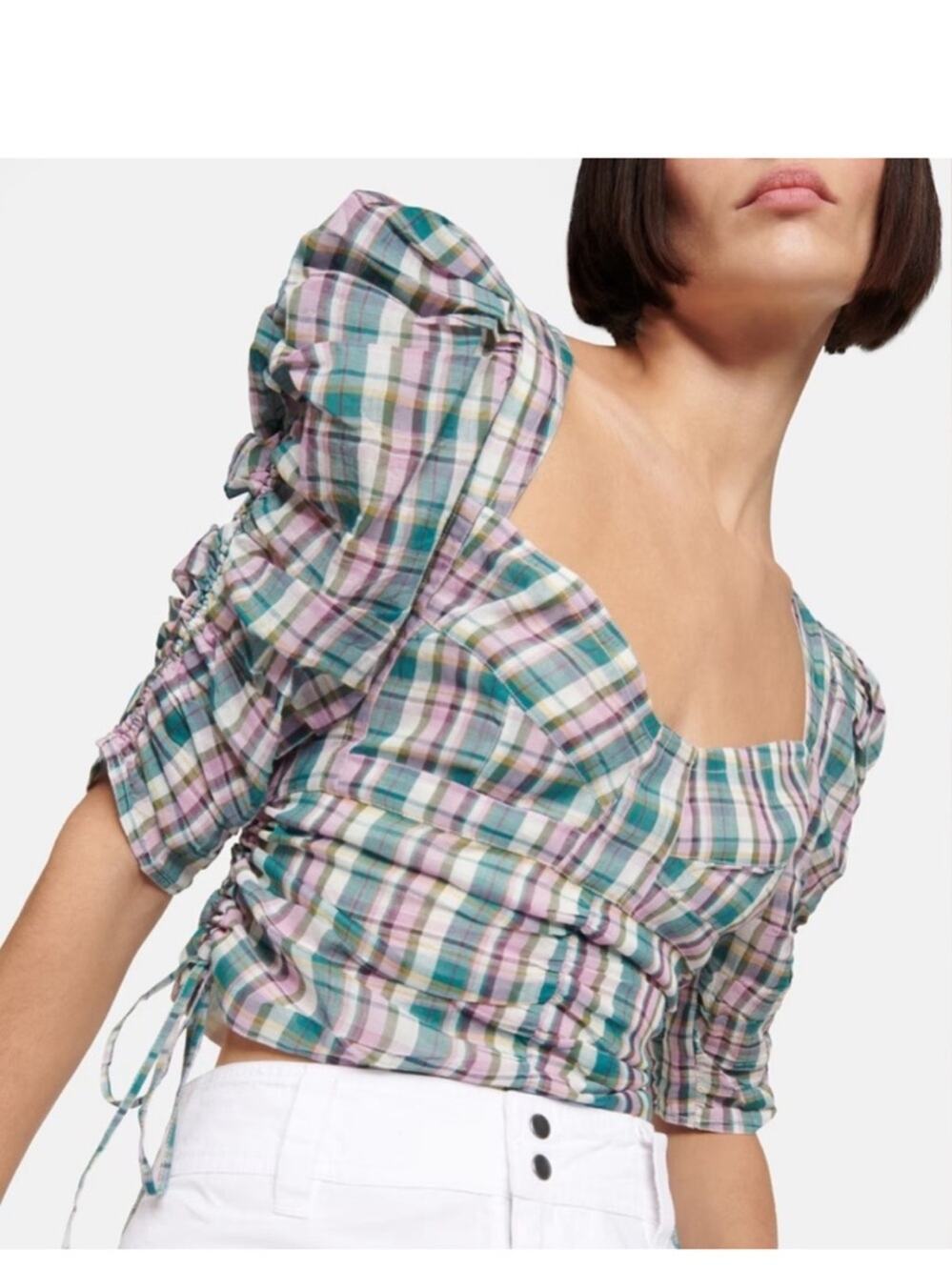 NWT Isabel Marant Étoile Galaor Top plaid sz 44 US 12